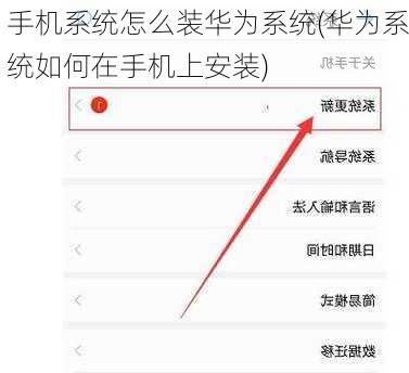 手机系统怎么装华为系统(华为系统如何在手机上安装)