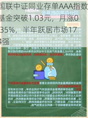 国联中证同业存单AAA指数基金突破1.03元，月涨0.35%，半年跃居市场174强