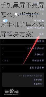 手机黑屏不亮屏怎么办华为(华为手机黑屏不亮屏解决方案)