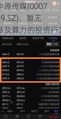 中原传媒(000719.SZ)：暂无涉及算力的投资行为