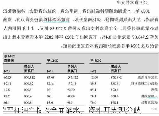 “三桶油”收入全面缩水，资本开支现分歧