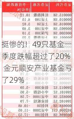 挺惨的！49只基金一季度跌幅超过了20% 金元顺安产业基金亏了29%