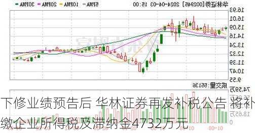 下修业绩预告后 华林证券再发补税公告 将补缴企业所得税及滞纳金4732万元