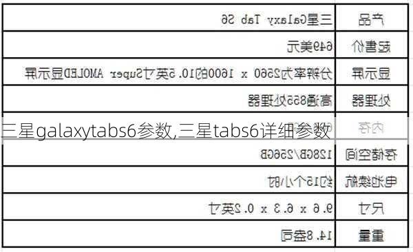 三星galaxytabs6参数,三星tabs6详细参数