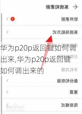 华为p20p返回键如何调出来,华为p20p返回键如何调出来的