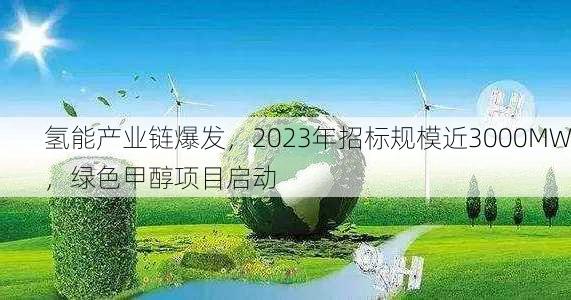 氢能产业链爆发，2023年招标规模近3000MW，绿色甲醇项目启动