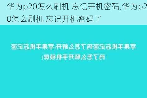 华为p20怎么刷机 忘记开机密码,华为p20怎么刷机 忘记开机密码了