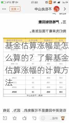 基金估算涨幅是怎么算的？了解基金估算涨幅的计算方法