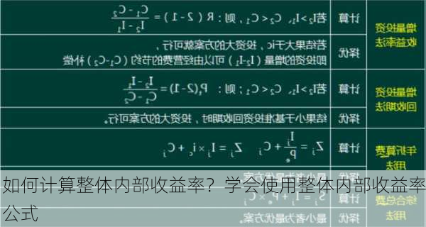 如何计算整体内部收益率？学会使用整体内部收益率公式