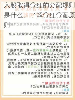 入股取得分红的分配规则是什么？了解分红分配原则