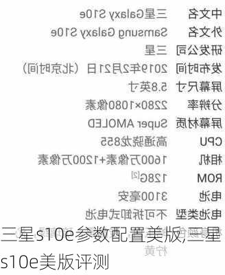 三星s10e参数配置美版,三星s10e美版评测