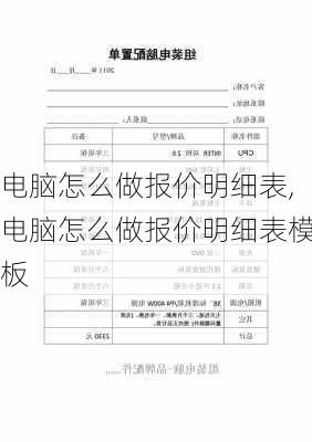 电脑怎么做报价明细表,电脑怎么做报价明细表模板