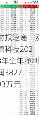 财报速递：泓禧科技2023年全年净利润3827.93万元