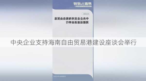 中央企业支持海南自由贸易港建设座谈会举行