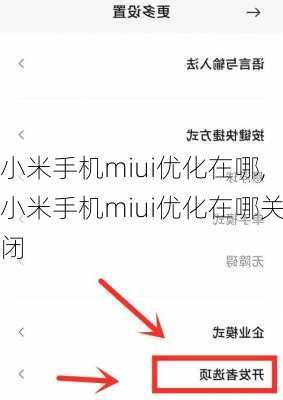 小米手机miui优化在哪,小米手机miui优化在哪关闭