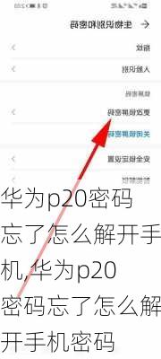 华为p20密码忘了怎么解开手机,华为p20密码忘了怎么解开手机密码