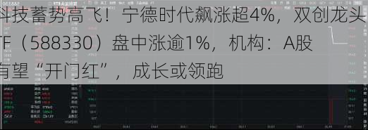 科技蓄势高飞！宁德时代飙涨超4%，双创龙头ETF（588330）盘中涨逾1%，机构：A股有望“开门红”，成长或领跑