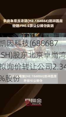 凯因科技(688687.SH)股东北京卓尚湾拟询价转让公司2.34%股份