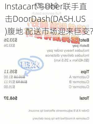 Instacart与Uber联手直击DoorDash(DASH.US)腹地 配送市场迎来巨变?