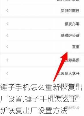 锤子手机怎么重新恢复出厂设置,锤子手机怎么重新恢复出厂设置方法