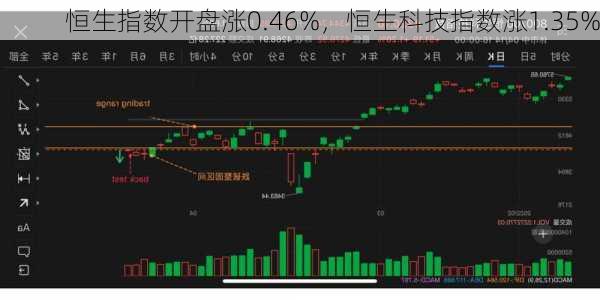 恒生指数开盘涨0.46%，恒生科技指数涨1.35%