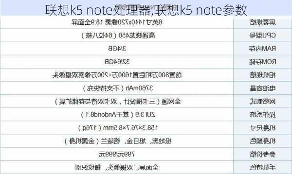 联想k5 note处理器,联想k5 note参数