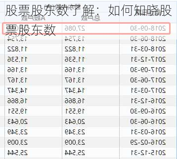 股票股东数了解：如何知晓股票股东数