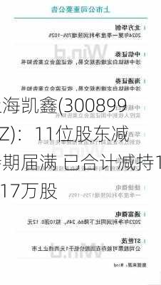 上海凯鑫(300899.SZ)：11位股东减持期届满 已合计减持10.17万股