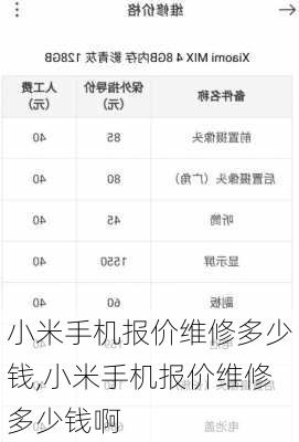 小米手机报价维修多少钱,小米手机报价维修多少钱啊