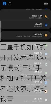 三星手机如何打开开发者选项演示模式,三星手机如何打开开发者选项演示模式设置