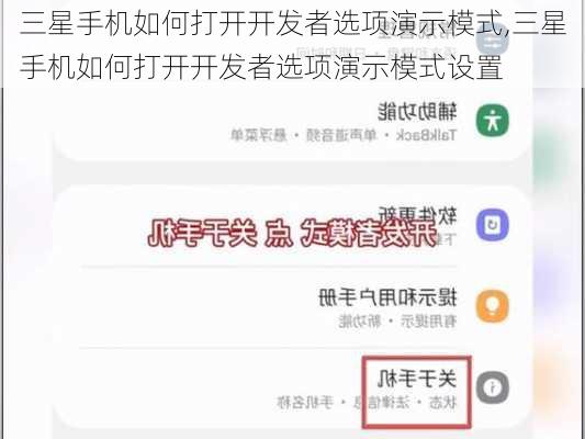 三星手机如何打开开发者选项演示模式,三星手机如何打开开发者选项演示模式设置
