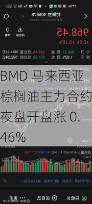 BMD 马来西亚棕榈油主力合约：夜盘开盘涨 0.46%