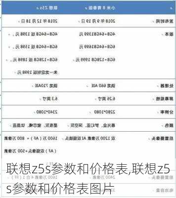 联想z5s参数和价格表,联想z5s参数和价格表图片