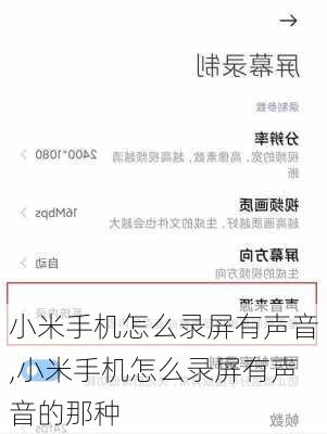 小米手机怎么录屏有声音,小米手机怎么录屏有声音的那种