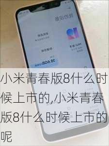 小米青春版8什么时候上市的,小米青春版8什么时候上市的呢