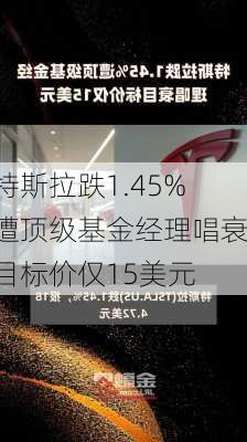 特斯拉跌1.45% 遭顶级基金经理唱衰 目标价仅15美元