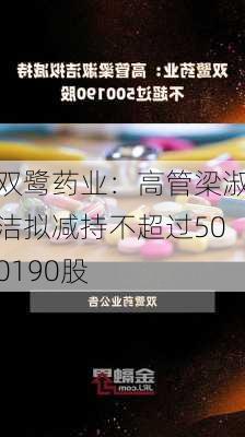 双鹭药业：高管梁淑洁拟减持不超过500190股