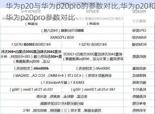 华为p20与华为p20pro的参数对比,华为p20和华为p20pro参数对比