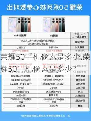 荣耀50手机像素是多少,荣耀50手机像素是多少?