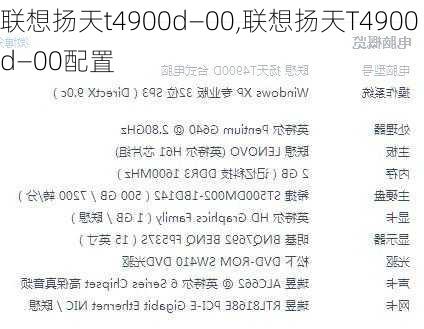 联想扬天t4900d—00,联想扬天T4900d—00配置