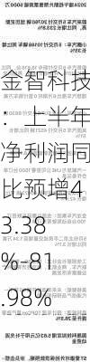 金智科技：上半年净利润同比预增43.38%-81.98%