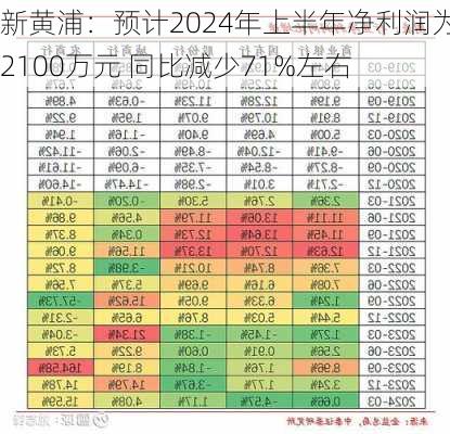 新黄浦：预计2024年上半年净利润为2100万元 同比减少71%左右