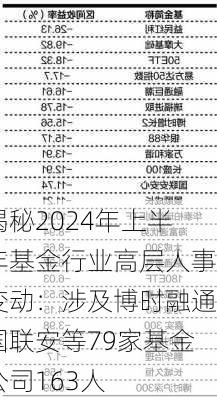 揭秘2024年上半年基金行业高层人事变动：涉及博时融通国联安等79家基金公司163人