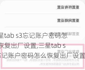三星tab s3忘记账户密码怎么恢复出厂设置,三星tab s3忘记账户密码怎么恢复出厂设置了