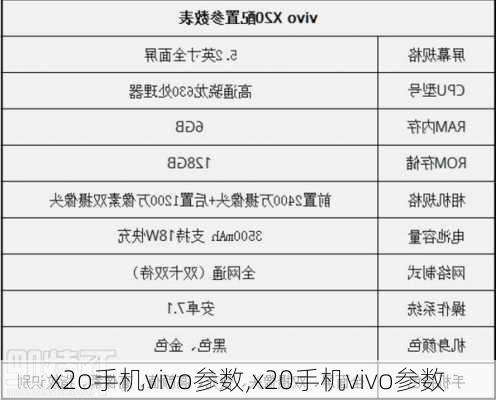 x2o手机vivo参数,x20手机vivo参数