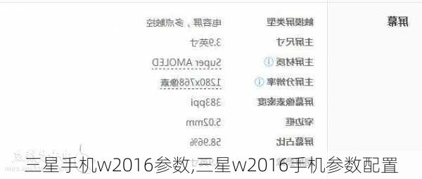 三星手机w2016参数,三星w2016手机参数配置