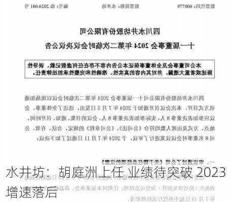 水井坊：胡庭洲上任 业绩待突破 2023增速落后