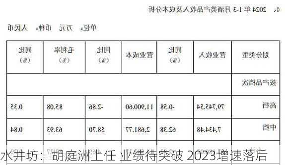 水井坊：胡庭洲上任 业绩待突破 2023增速落后