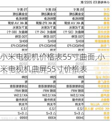 小米电视机价格表55寸曲面,小米电视机曲屏55寸价格表