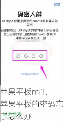 苹果平板mi1,苹果平板的密码忘了怎么办